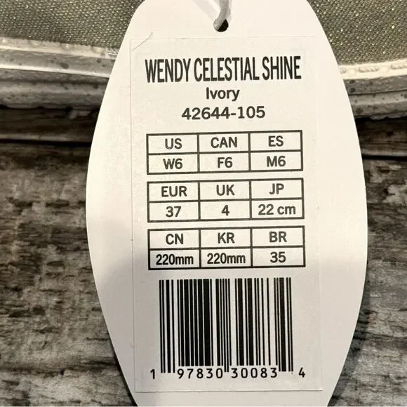 Hey Dude Loafers Shoes Womens Size 6 Ivory Wendy Celestial Shine Beach Comfy NEW - Picture 3 of 11